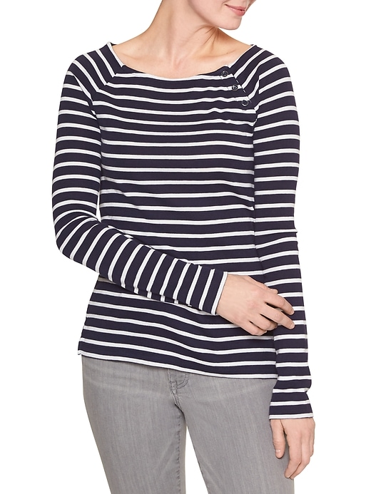 View large product image 1 of 1. Favorite stripe boatneck tee