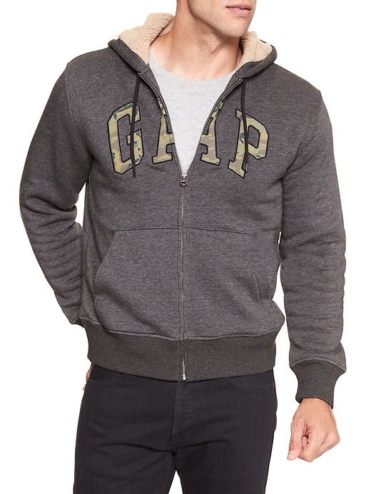Image number 1 showing, Sherpa-lined arch logo zip hoodie