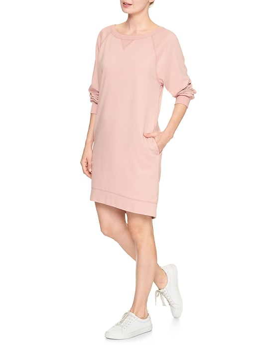 View large product image 1 of 1. Long-sleeve French terry dress