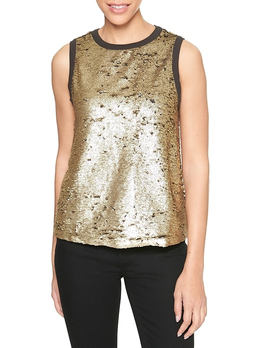 View large product image 1 of 1. Sleeveless sequin top
