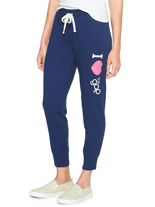 View large product image 1 of 1. Cropped Heart Logo Joggers in French Terry