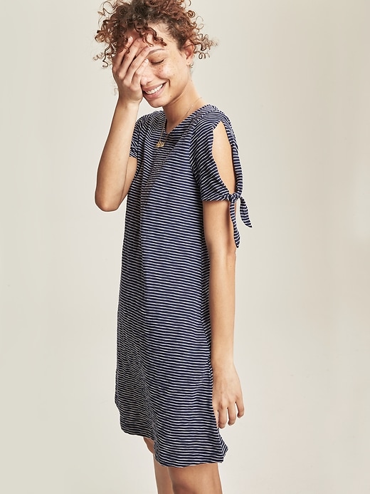 Image number 1 showing, Open-Sleeve Swing Dress in Jersey