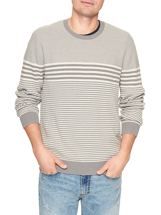 View large product image 1 of 1. Stripe Crewneck Pullover Sweater