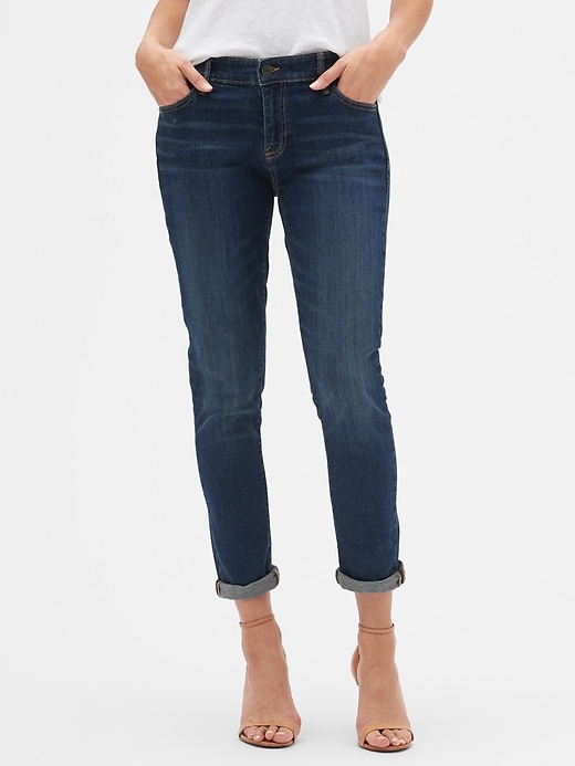 Image number 3 showing, Mid Rise Cropped Girlfriend Jeans