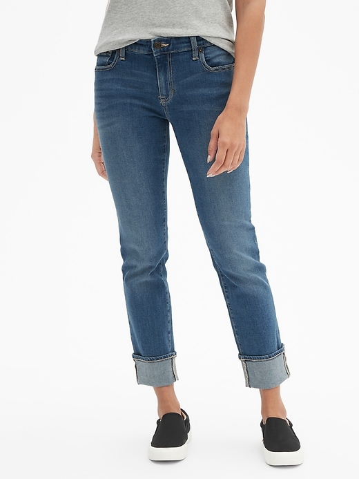 Image number 1 showing, Mid Rise Straight Cuff Jeans