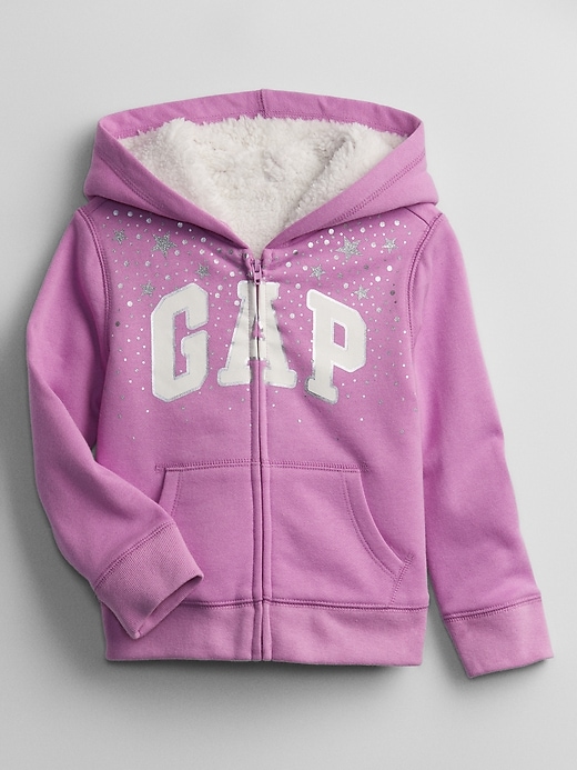 View large product image 1 of 1. babyGap Logo Sherpa-Lined Zip Hoodie
