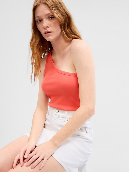 Image number 4 showing, Ribbed Asymmetrical Tank Top