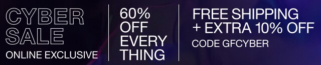Cyber Sale: 60% Off Everything + Extra 10% Off + Free Shipping
