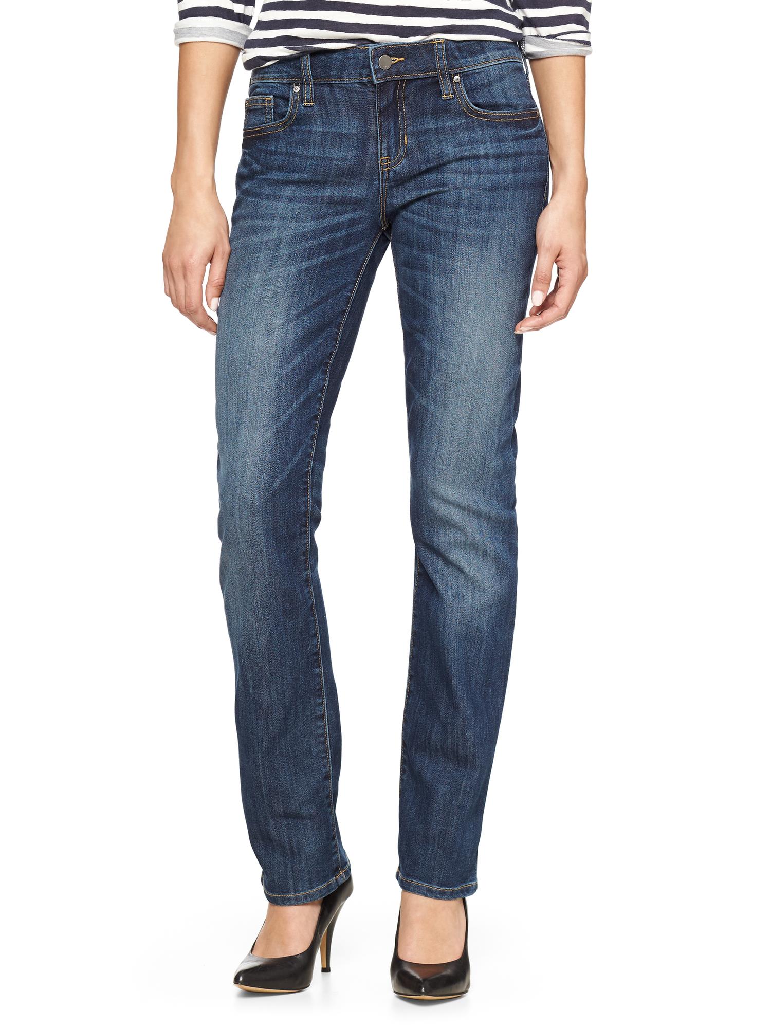 gap mid rise real straight jeans