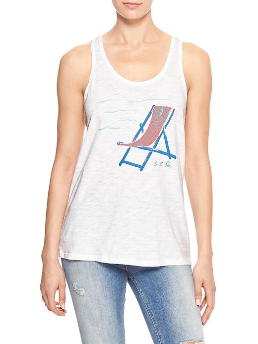 View large product image 1 of 1. Factory graphic slub racer tank