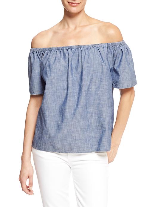 Image number 1 showing, Chambray off-shoulder top