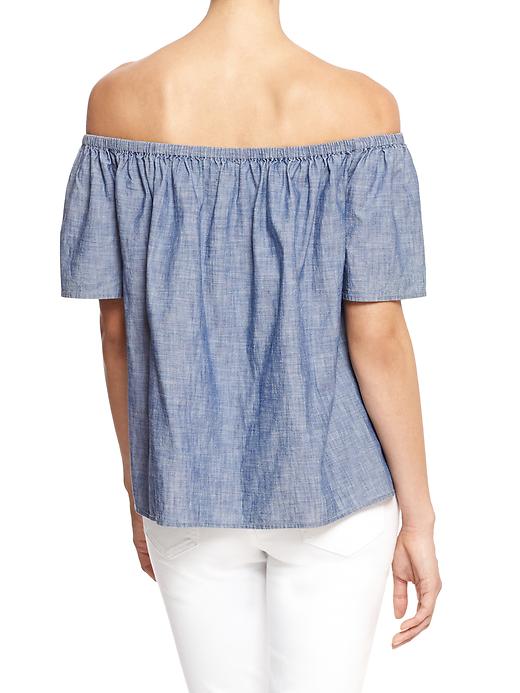 Image number 2 showing, Chambray off-shoulder top