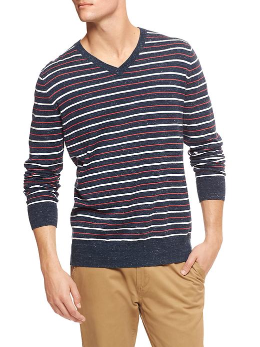 Image number 1 showing, Stripe v-neck sweater