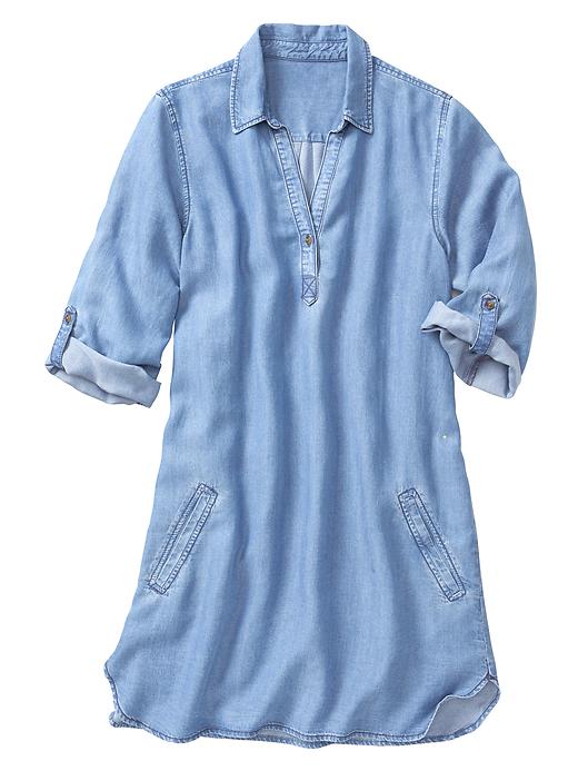 Image number 3 showing, Factory convertible chambray shirtdress