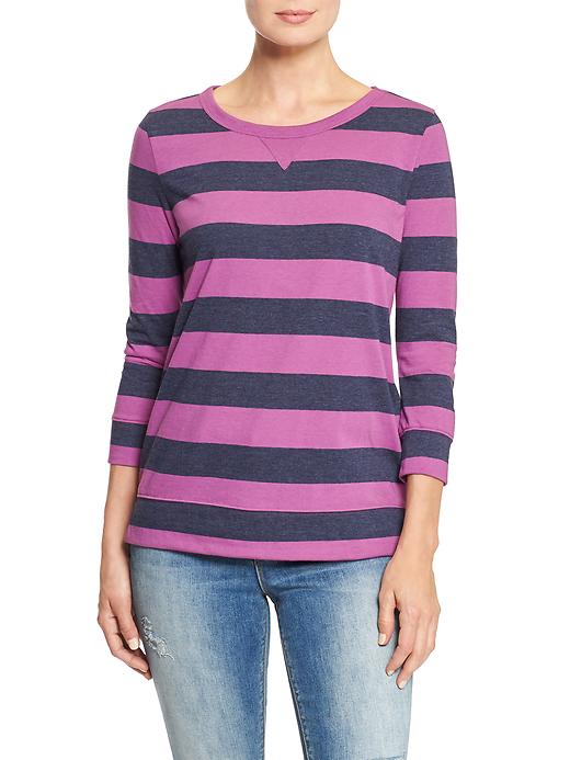 View large product image 1 of 1. Favorite stripe three-quarter sleeve tee