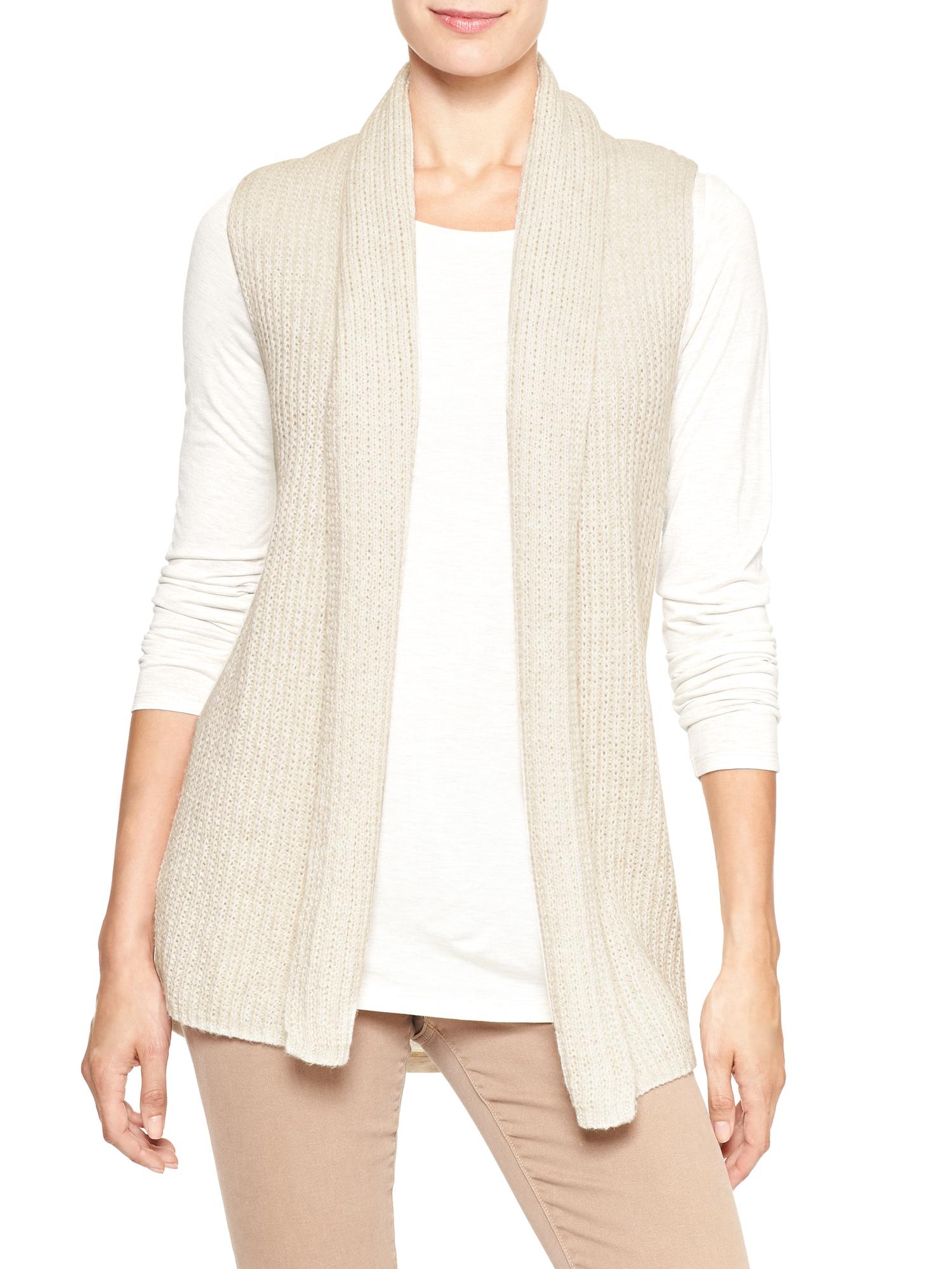 Open front shawl sweater vest