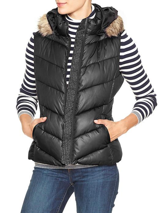 View large product image 1 of 1. Faux fur-trim puffer vest