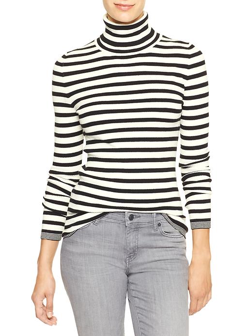 Image number 1 showing, Stripe ribbed turtleneck sweater