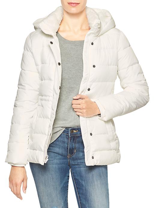 View large product image 1 of 1. Faux fur puffer jacket