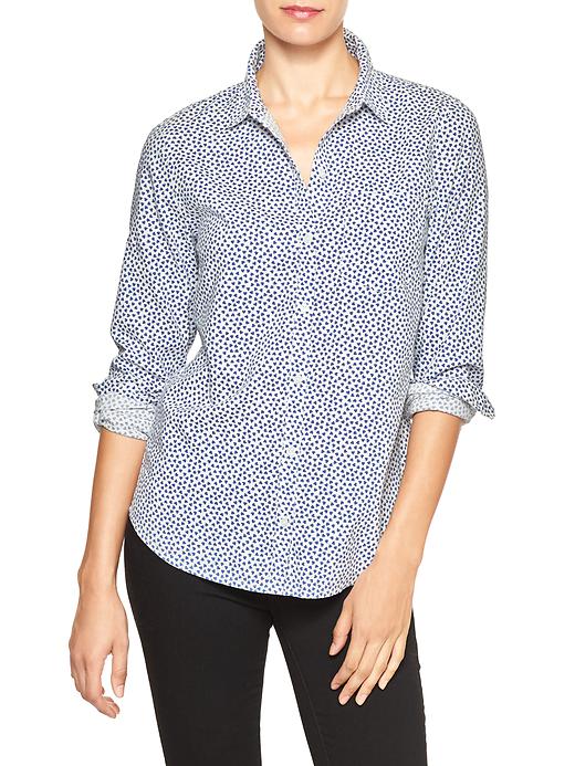 View large product image 1 of 1. Print fitted boyfriend shirt