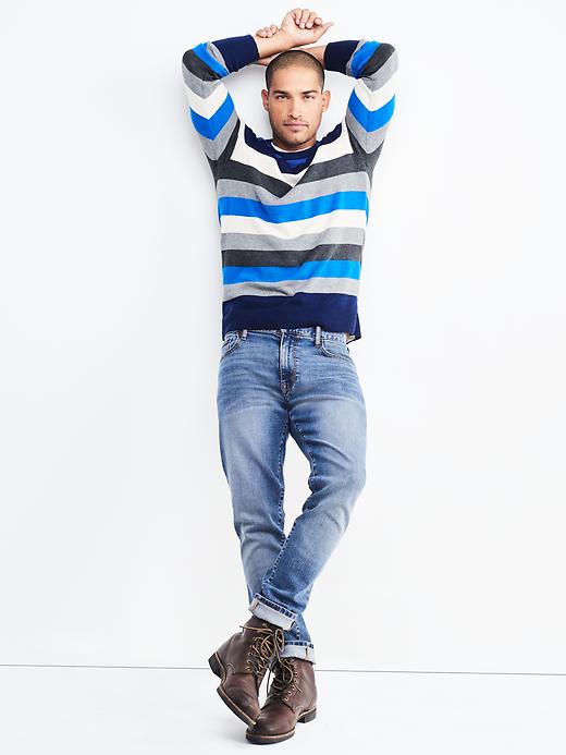 Image number 3 showing, Multi-stripe crewneck sweater