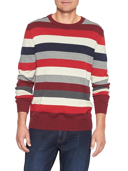Image number 1 showing, Multi-stripe crewneck sweater