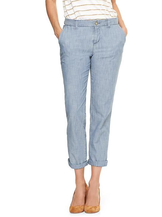Chambray girlfriend capris Gap Factory