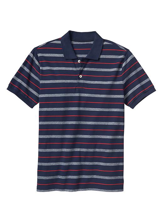 View large product image 1 of 1. Multi-stripe pique polo