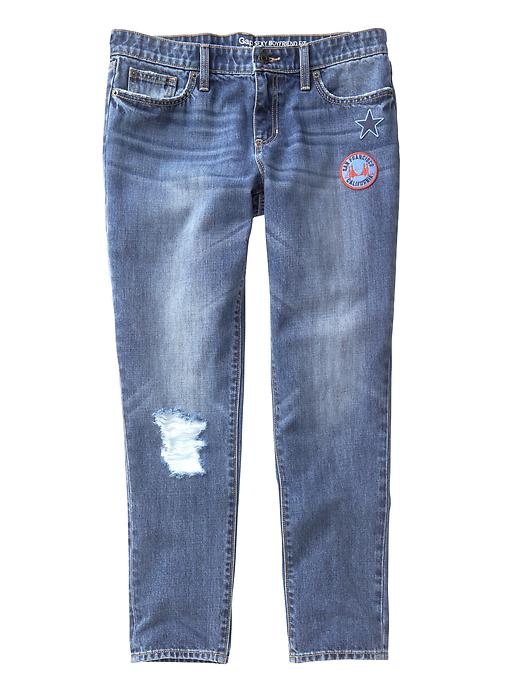 Image number 4 showing, Mid rise destructed patch sexy boyfriend fit jeans