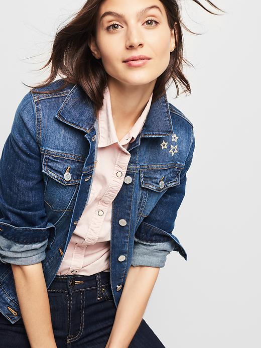 Image number 1 showing, Embroidered denim jacket