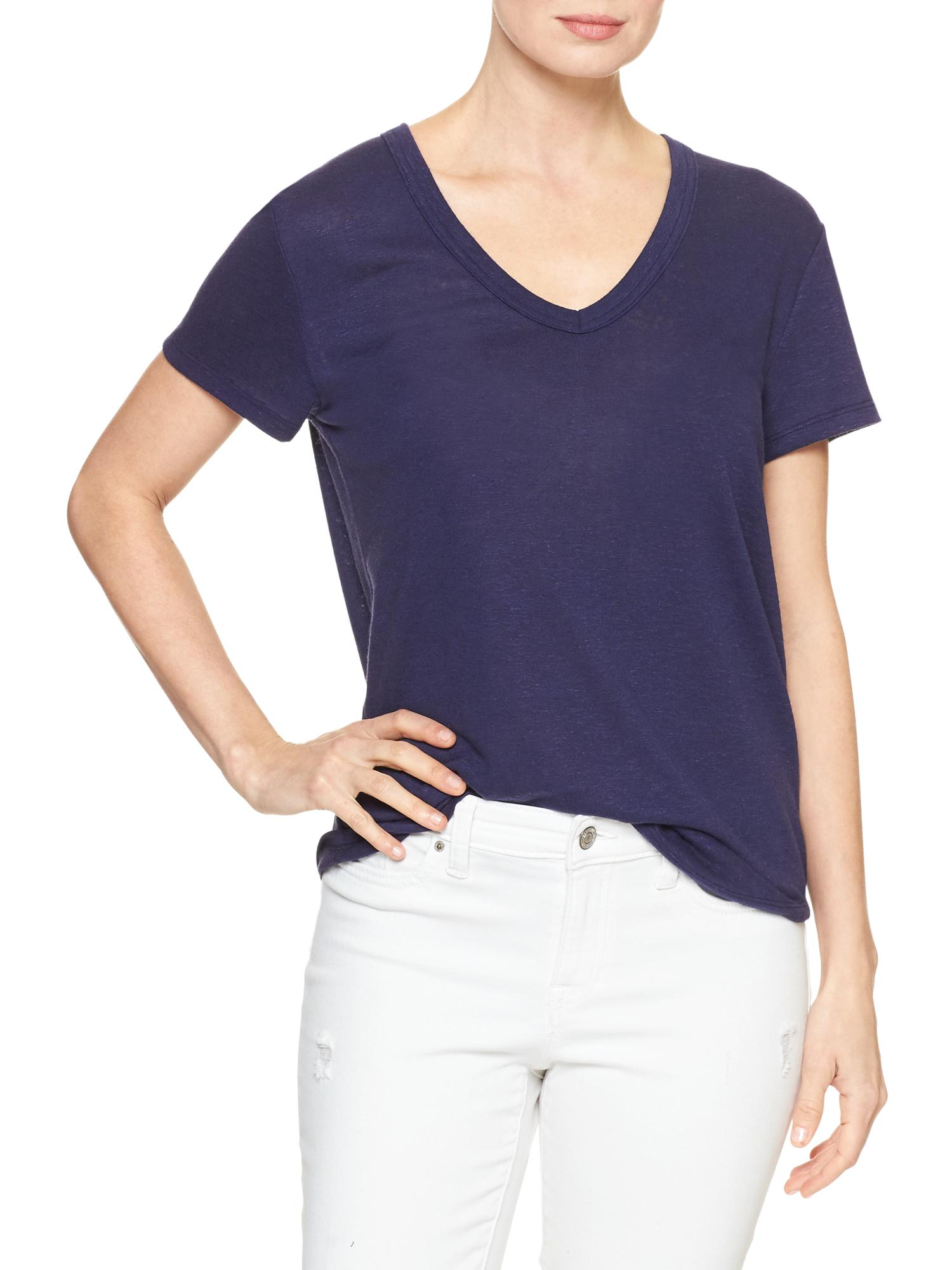 Linen-blend V-neck tee | Gap Factory