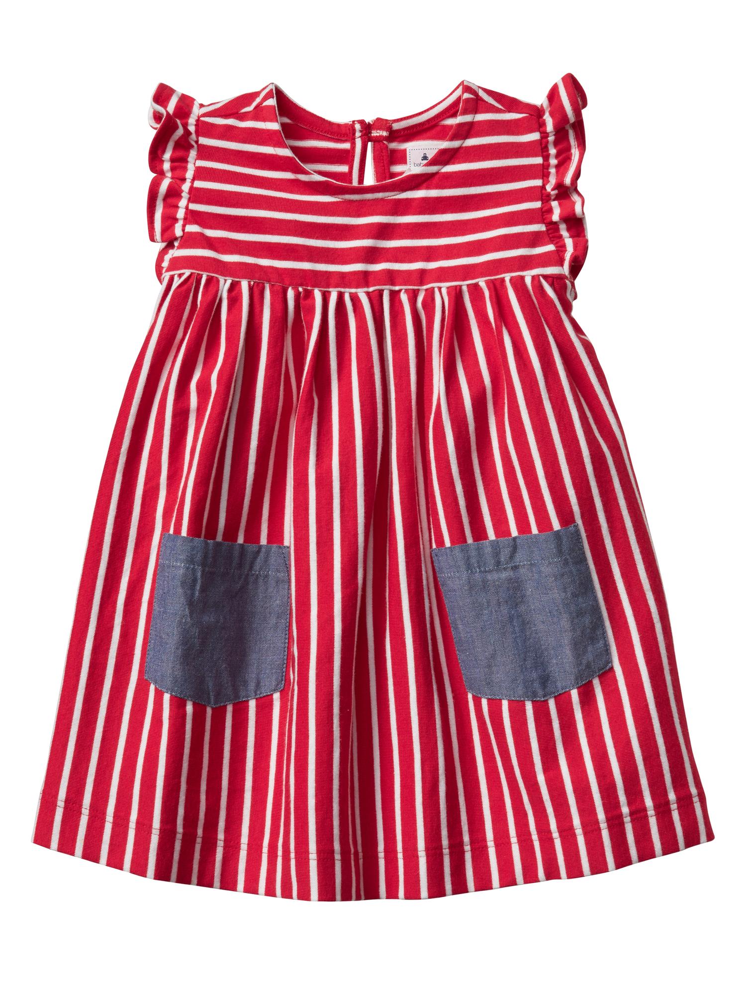 Stripe two-pocket flutter dress | Gap Factory