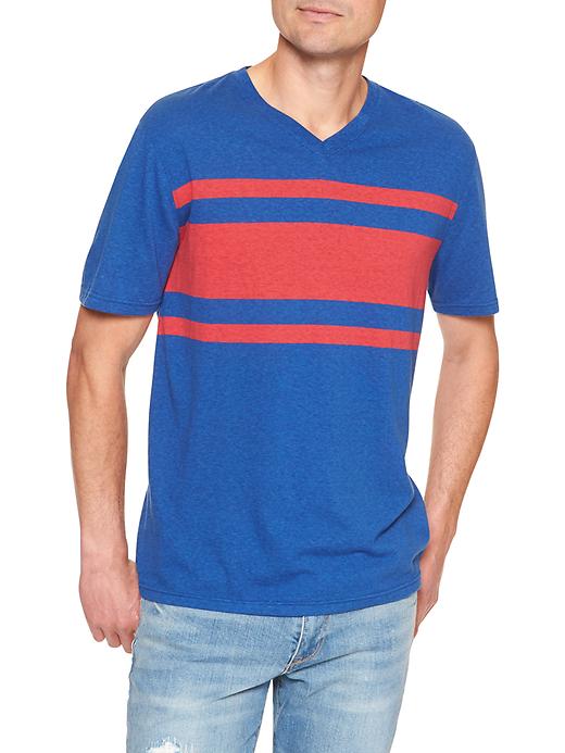 Triblend chest-stripe V-neck tee | Gap Factory