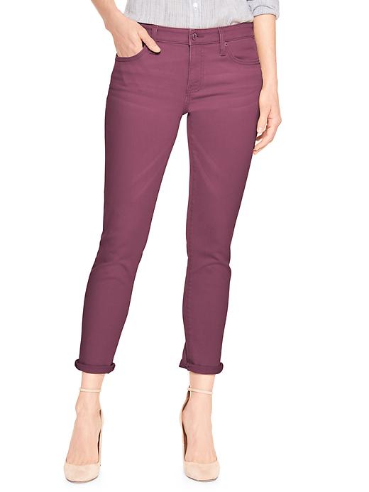 Image number 4 showing, Mid Rise Cropped Girlfriend Jeans in Color