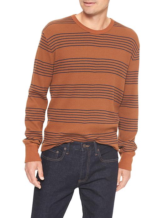 View large product image 1 of 1. Stripe thermal long-sleeve tee