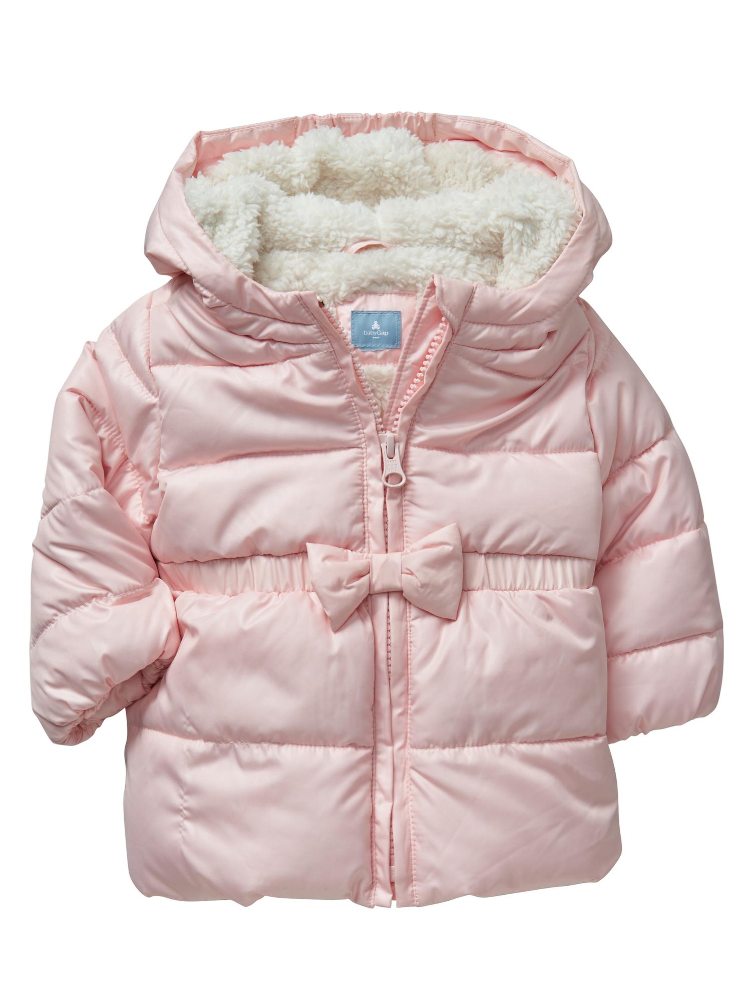 Warmest hooded bow puffer jacket Gap Factory