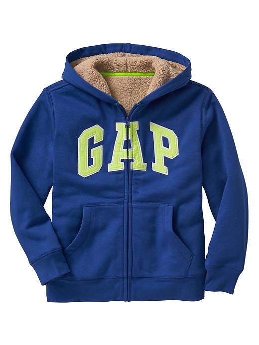 View large product image 1 of 1. Cozy arch logo zip hoodie