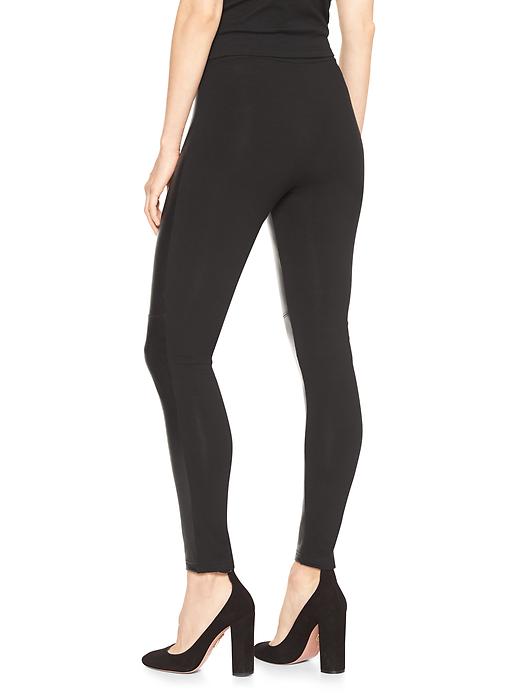 Image number 2 showing, Faux leather-front leggings