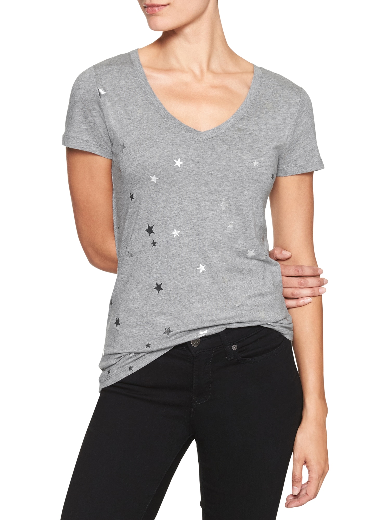 Effortless Printed V-Neck Tee main image 1