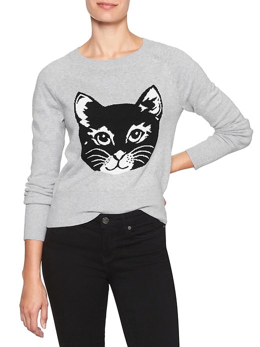 View large product image 1 of 3. Cat intarsia sweater