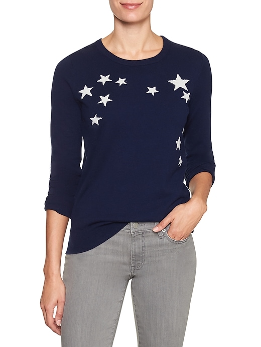 View large product image 1 of 1. Star intarsia crewneck sweater