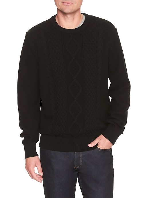 Image number 1 showing, Cable crewneck sweater