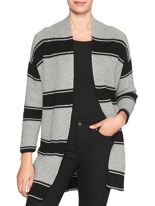 View large product image 1 of 1. Textured open front cardigan