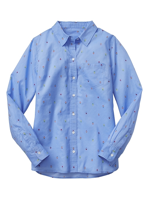 Image number 2 showing, Print Fitted Boyfriend Shirt in Cotton