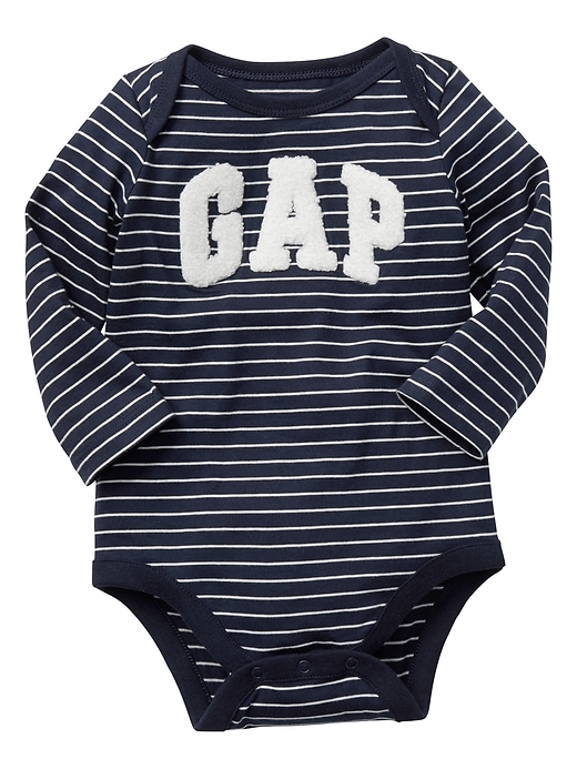 View large product image 1 of 1. Stripe arch logo bodysuit