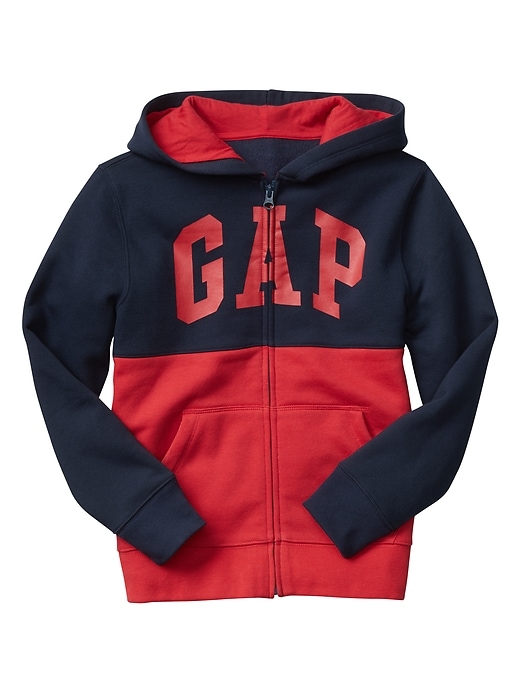 View large product image 1 of 1. Colorblock Arch Logo Zip Hoodie