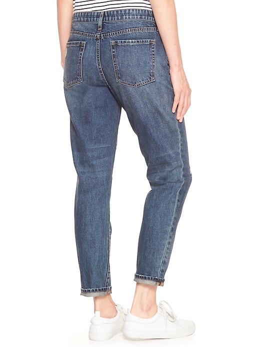 Image number 2 showing, Mid Rise Destructed Sexy Boyfriend Fit Jeans