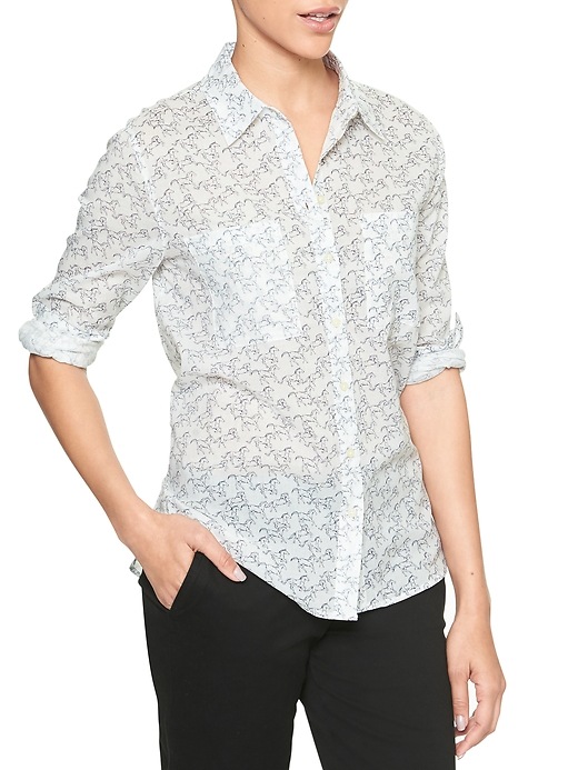 View large product image 1 of 1. Print Two-Pocket Boyfriend Shirt