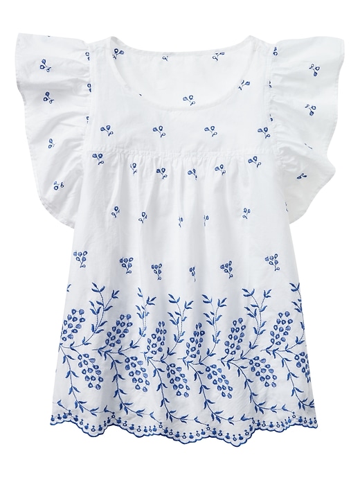 View large product image 2 of 2. Eyelet Embroidery Flutter Sleeve Top