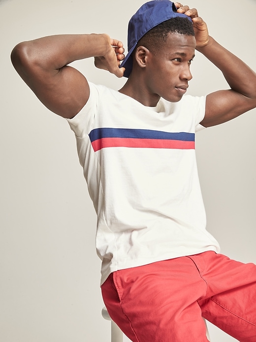 Image number 1 showing, Everyday Chest-Stripe T-Shirt in Jersey